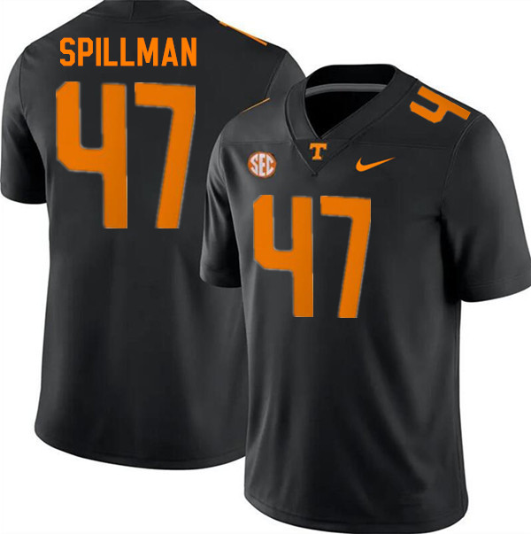 Men #47 Edwin Spillman Tennessee Volunteers College Football Jerseys Stitched-Black